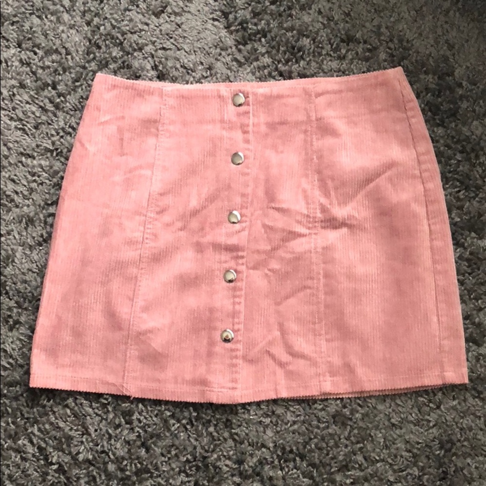 Pink Corduroy Mini Skirt